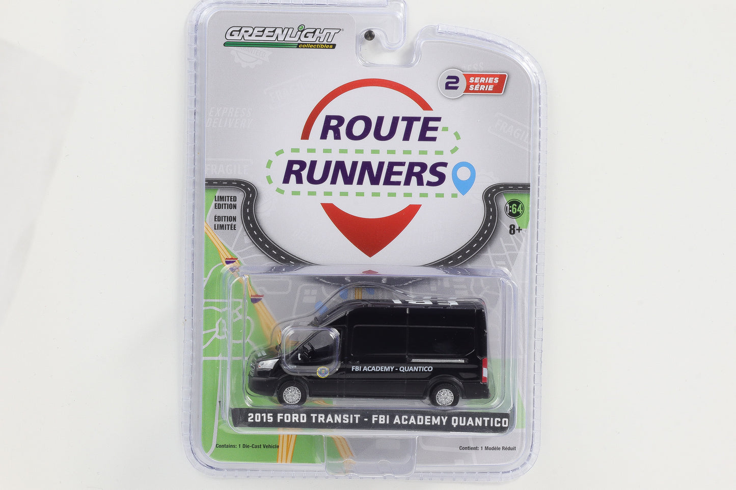 1:64 Greenlight 2019 Ford Transit FBI Academy Quantico Route Runners