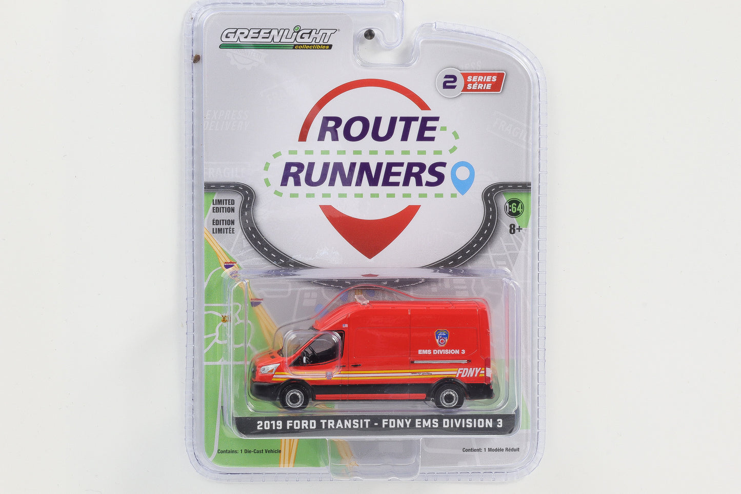 1:64 Greenlight 2019 Ford Transit FDNY EMS Division 3 Route Runners