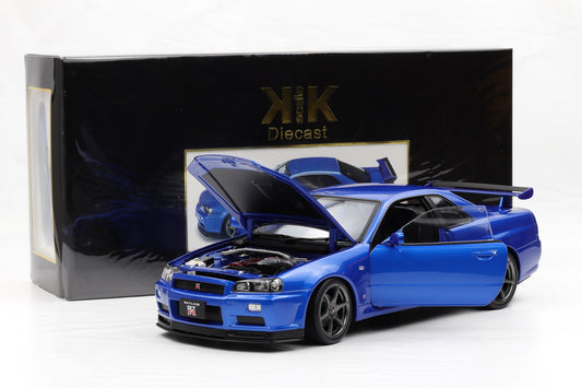 1:12 Nissan Skyline GT-R (R34) V-Spec II OEM-Felgen 2001 blau metallic KK Scale
