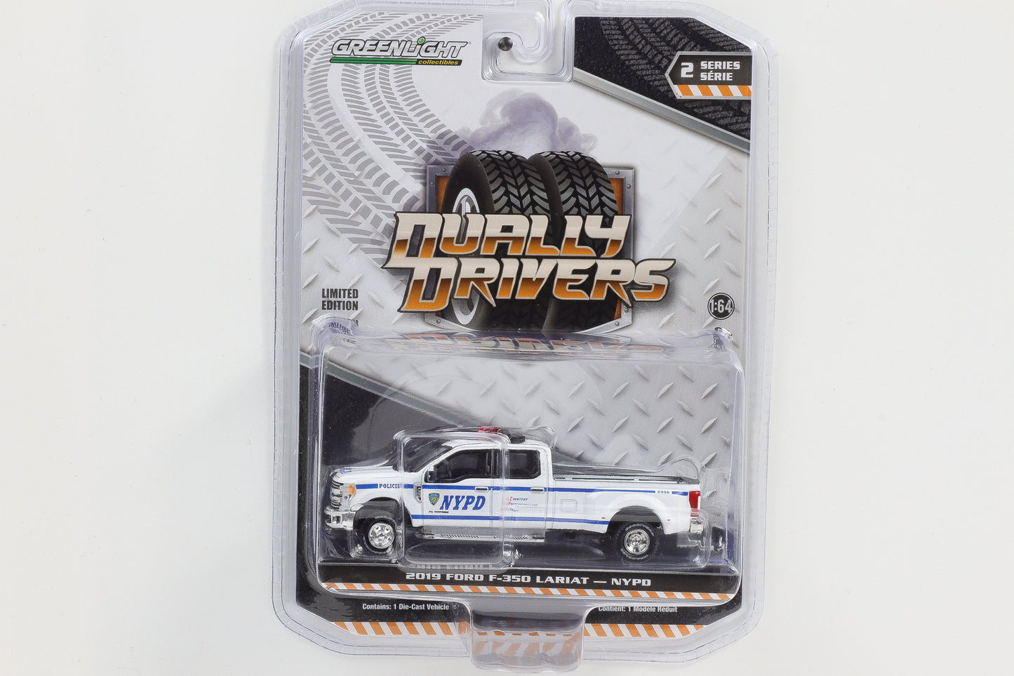 1:64 Greenlight 2019 Ford F-350 Lariat NYPD weiß-blau Dually Drivers Series 2