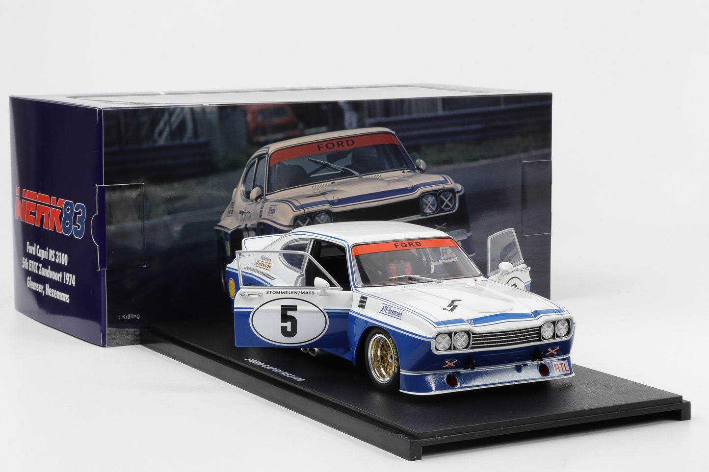 1:18 Ford Capri RS 3100 #5 5th ETCC Zandvoort 1974 Stommelen Mass Werk83 diecast