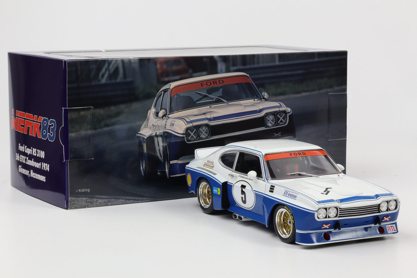 1:18 Ford Capri RS 3100 #5 5th ETCC Zandvoort 1974 Stommelen Mass 1:18 WERK83