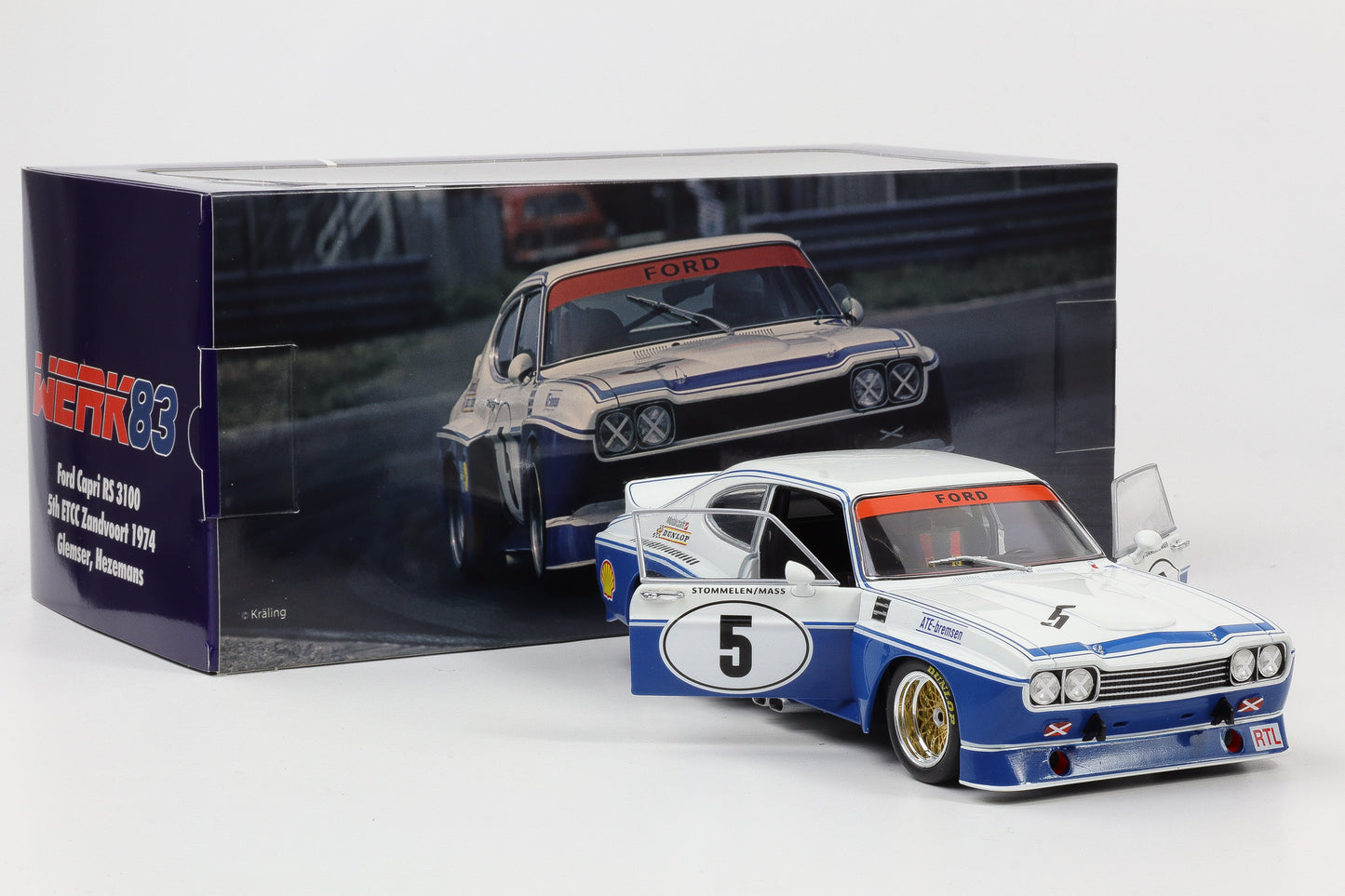1:18 Ford Capri RS 3100 #5 5th ETCC Zandvoort 1974 Stommelen Mass 1:18 WERK83