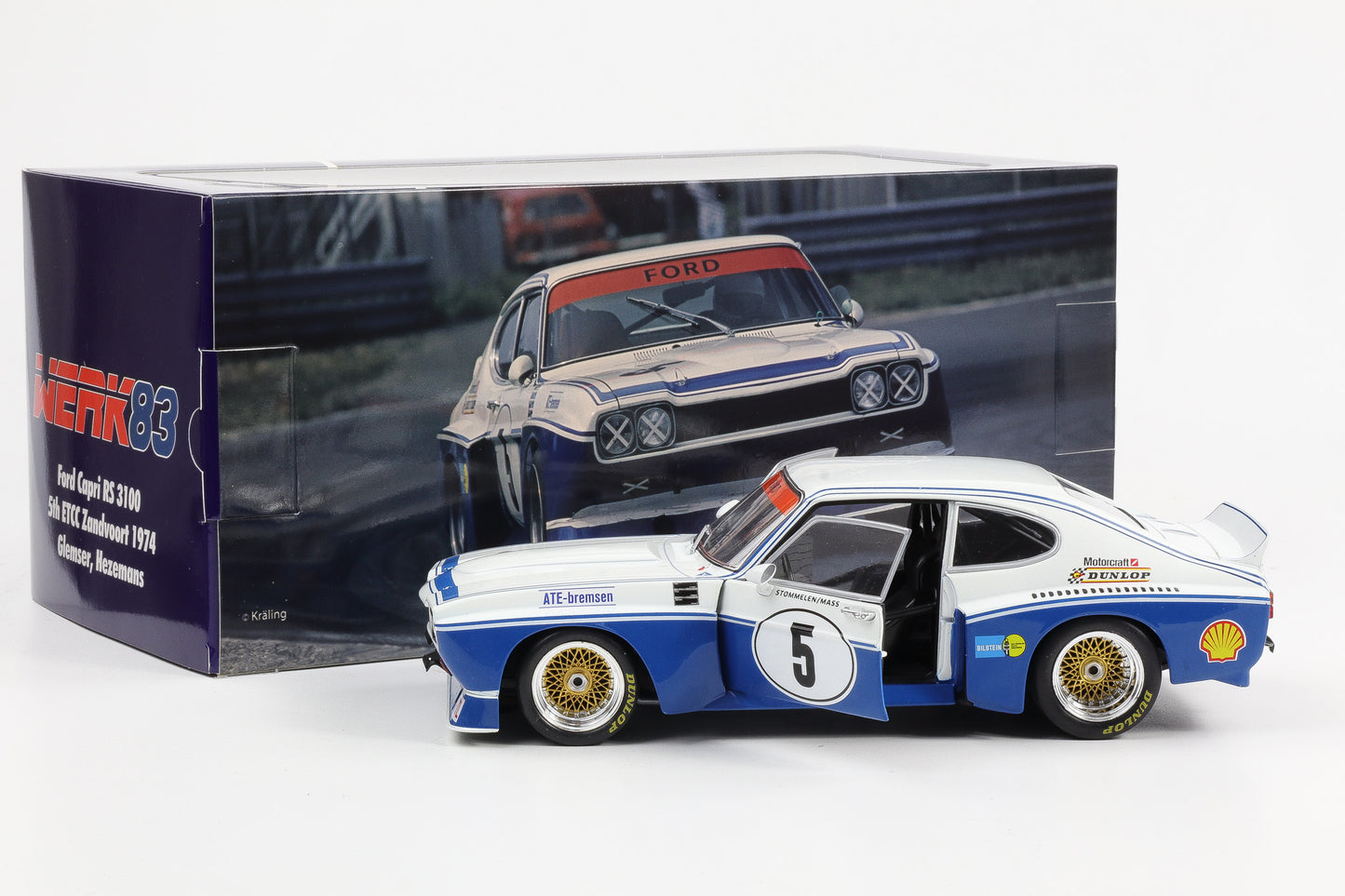 1:18 Ford Capri RS 3100 #5 5th ETCC Zandvoort 1974 Stommelen Mass 1:18 WERK83