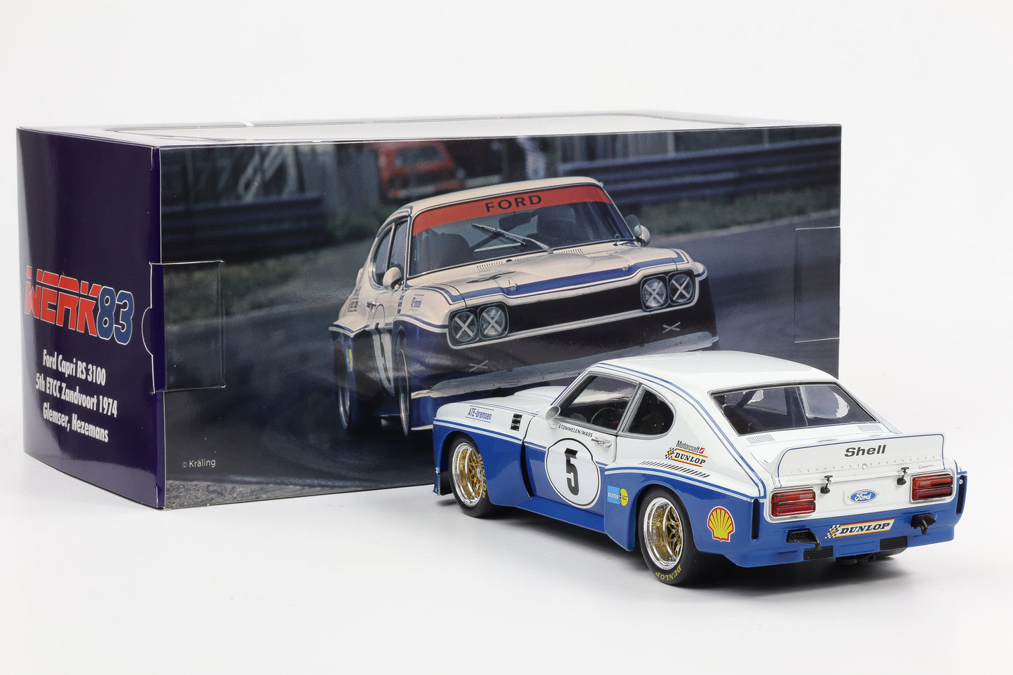 1:18 Ford Capri RS 3100 #5 5th ETCC Zandvoort 1974 Stommelen Mass 1:18 WERK83
