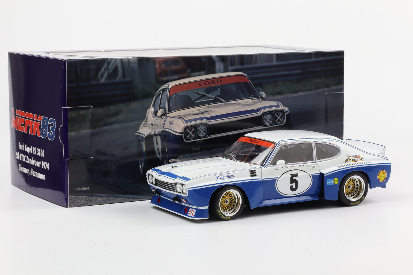 1:18 Ford Capri RS 3100 #5 5th ETCC Zandvoort 1974 Stommelen Mass 1:18 WERK83