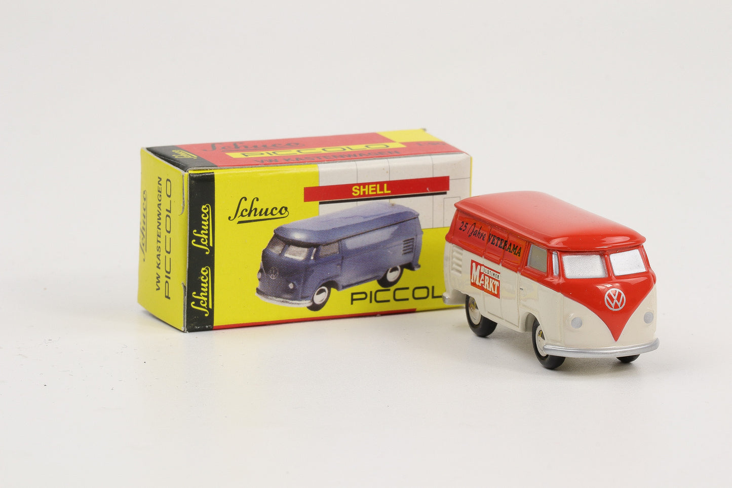 1:90 Schuco Piccolo VW T1 Bus Bulli 20 Jahre Oldtimer Markt 25 Jahre Veterama orange-weiß