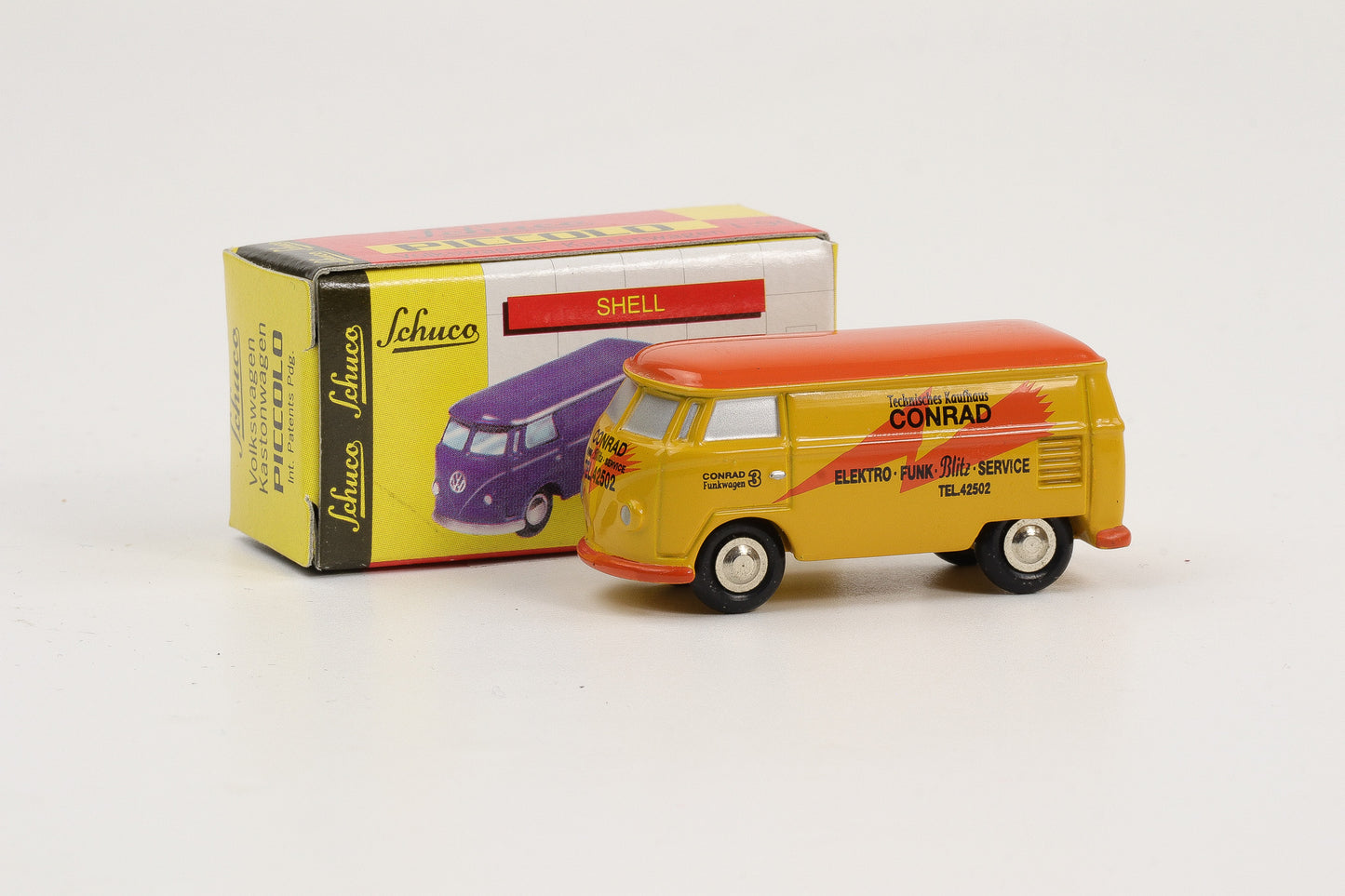 1:90 Schuco Piccolo VW T1 Bus Bulli Technisches Kaufhaus Conrad orange Art.Nr. 01321-O