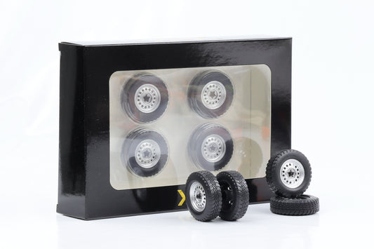 1:18 4 Felgen Set VW Bus T3 Synchro silber 37mm mit Reifen KK-Scale