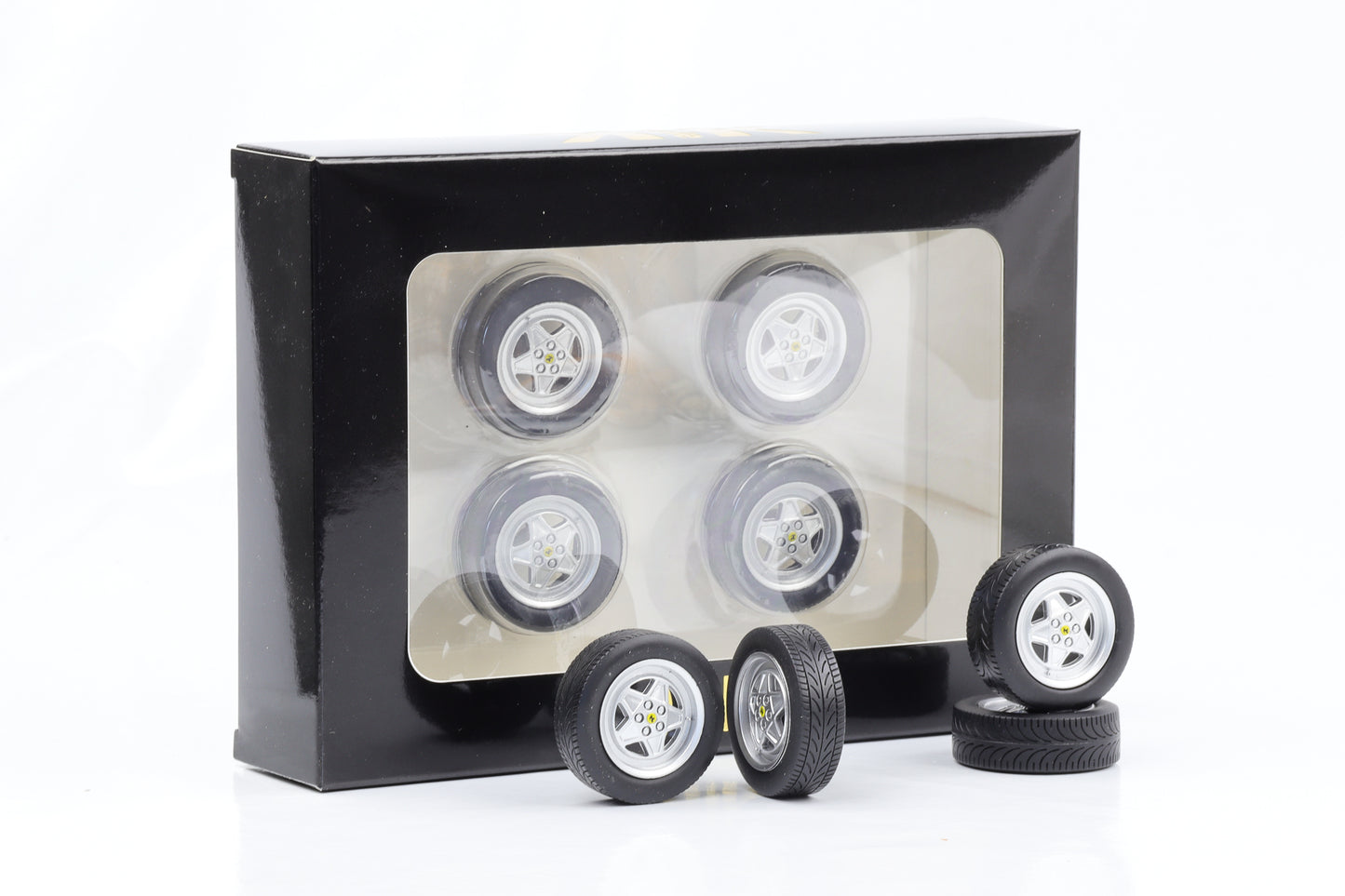 1:18 4 Felgen Set Ferrari 328 GTB silber 35mm mit Reifen KK-Scale