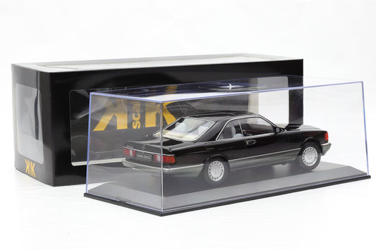1:18 Mercedes-Benz 500 SEC C126 Coupe 1987 schwarz KK-Scale + Vitrine
