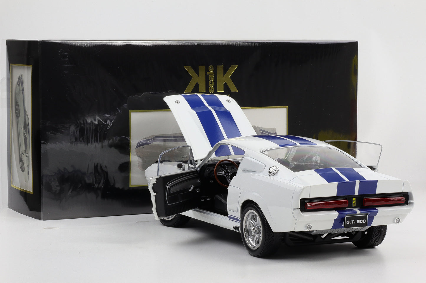 1:12 Ford Mustang Shelby GT500 1967 weiss blaue Streifen diecast KK-Scale