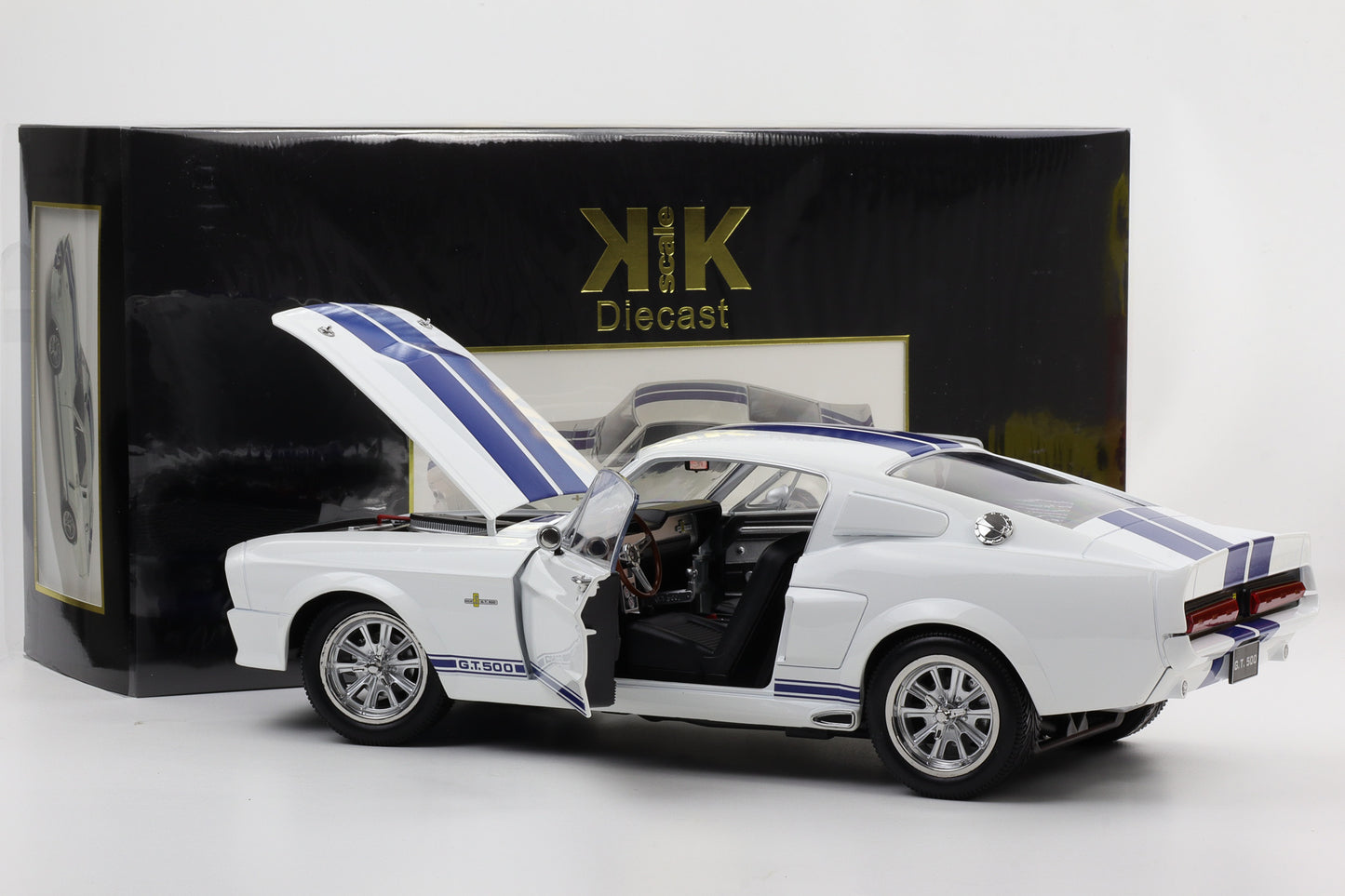 1:12 Ford Mustang Shelby GT500 1967 weiss blaue Streifen diecast KK-Scale
