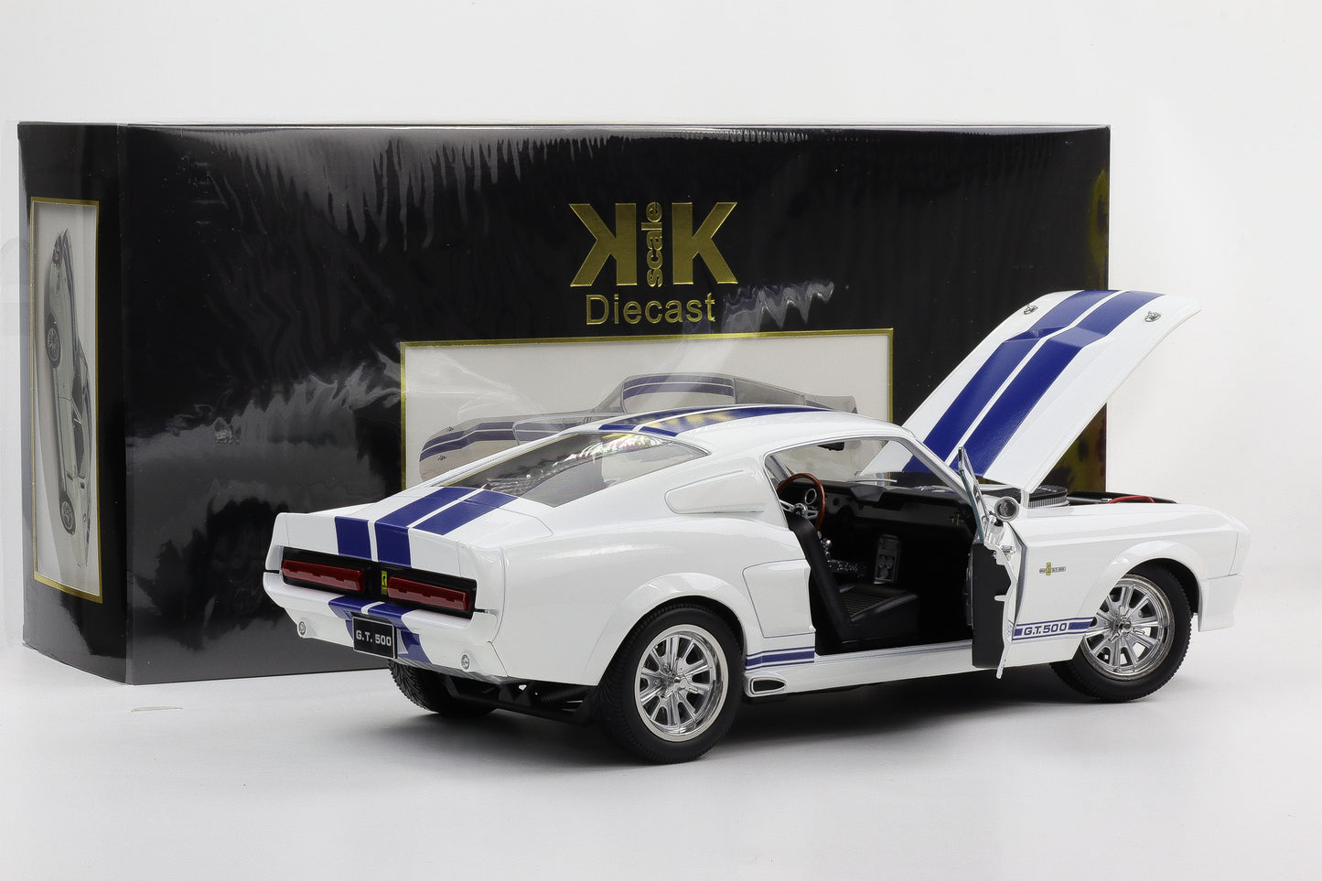 1:12 Ford Mustang Shelby GT500 1967 weiss blaue Streifen diecast KK-Scale