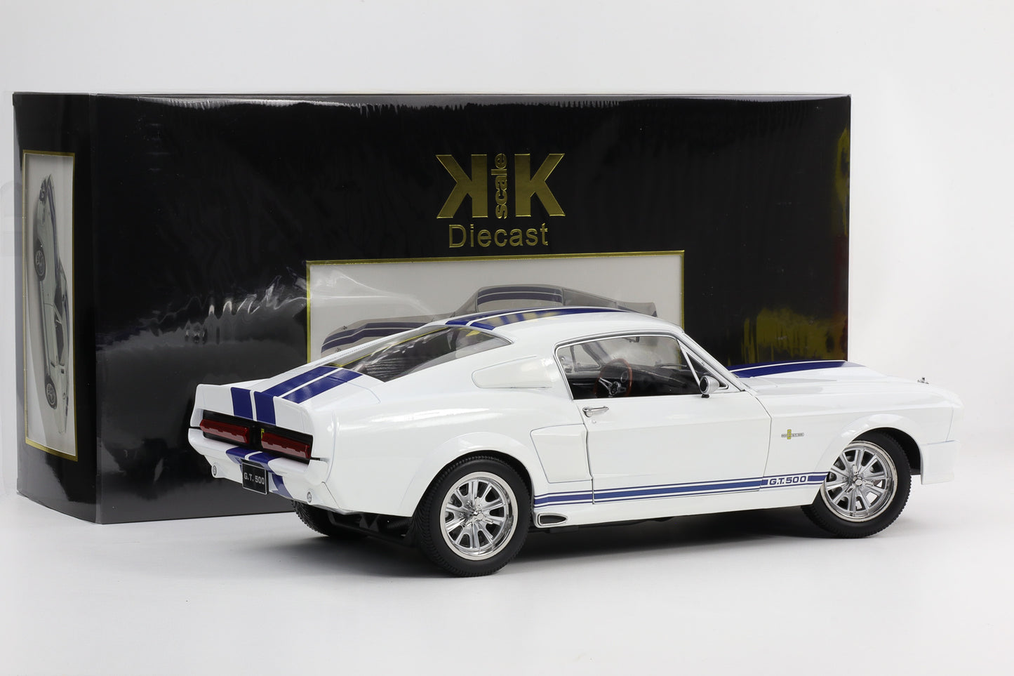1:12 Ford Mustang Shelby GT500 1967 weiss blaue Streifen diecast KK-Scale