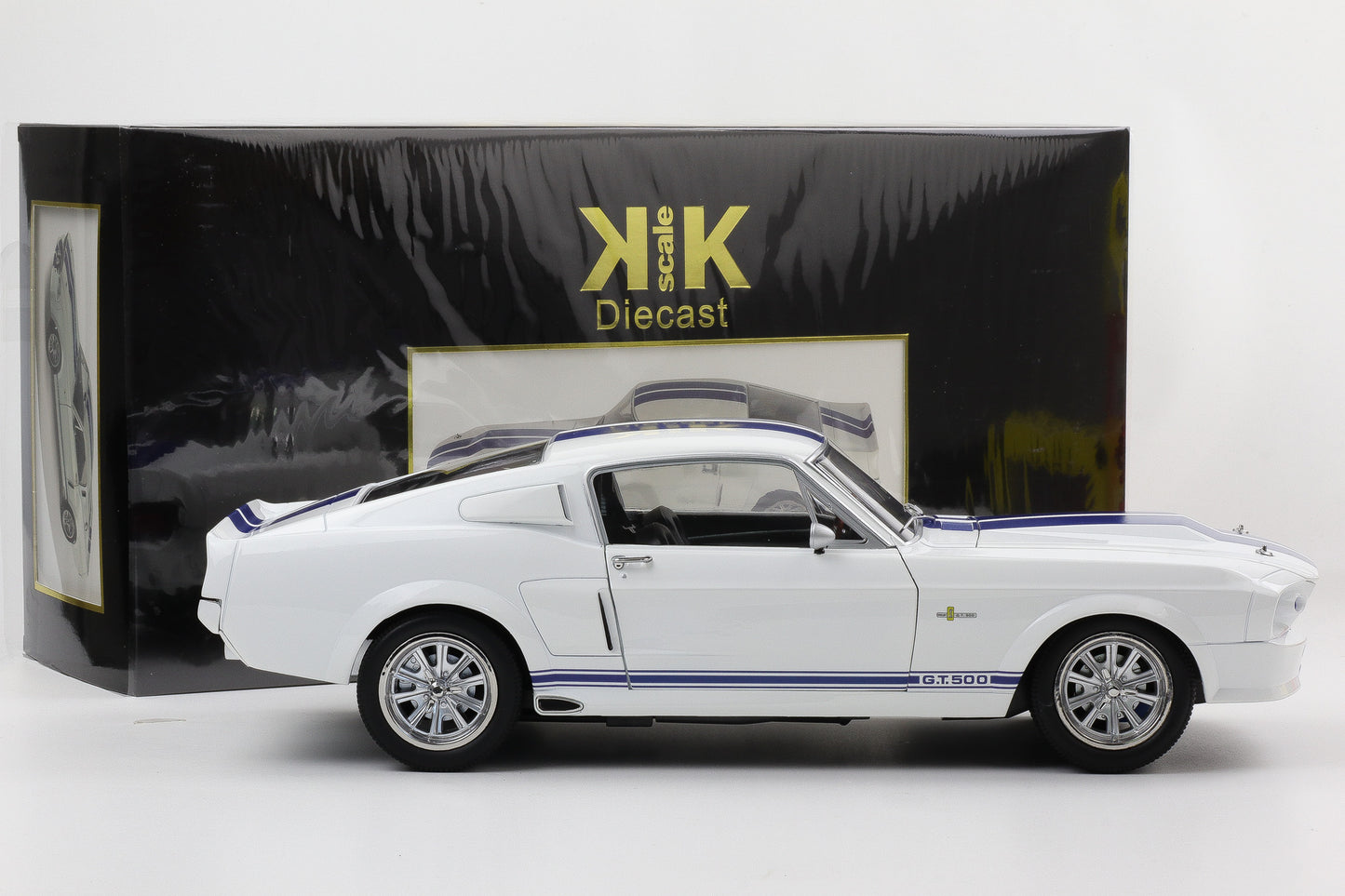 1:12 Ford Mustang Shelby GT500 1967 weiss blaue Streifen diecast KK-Scale