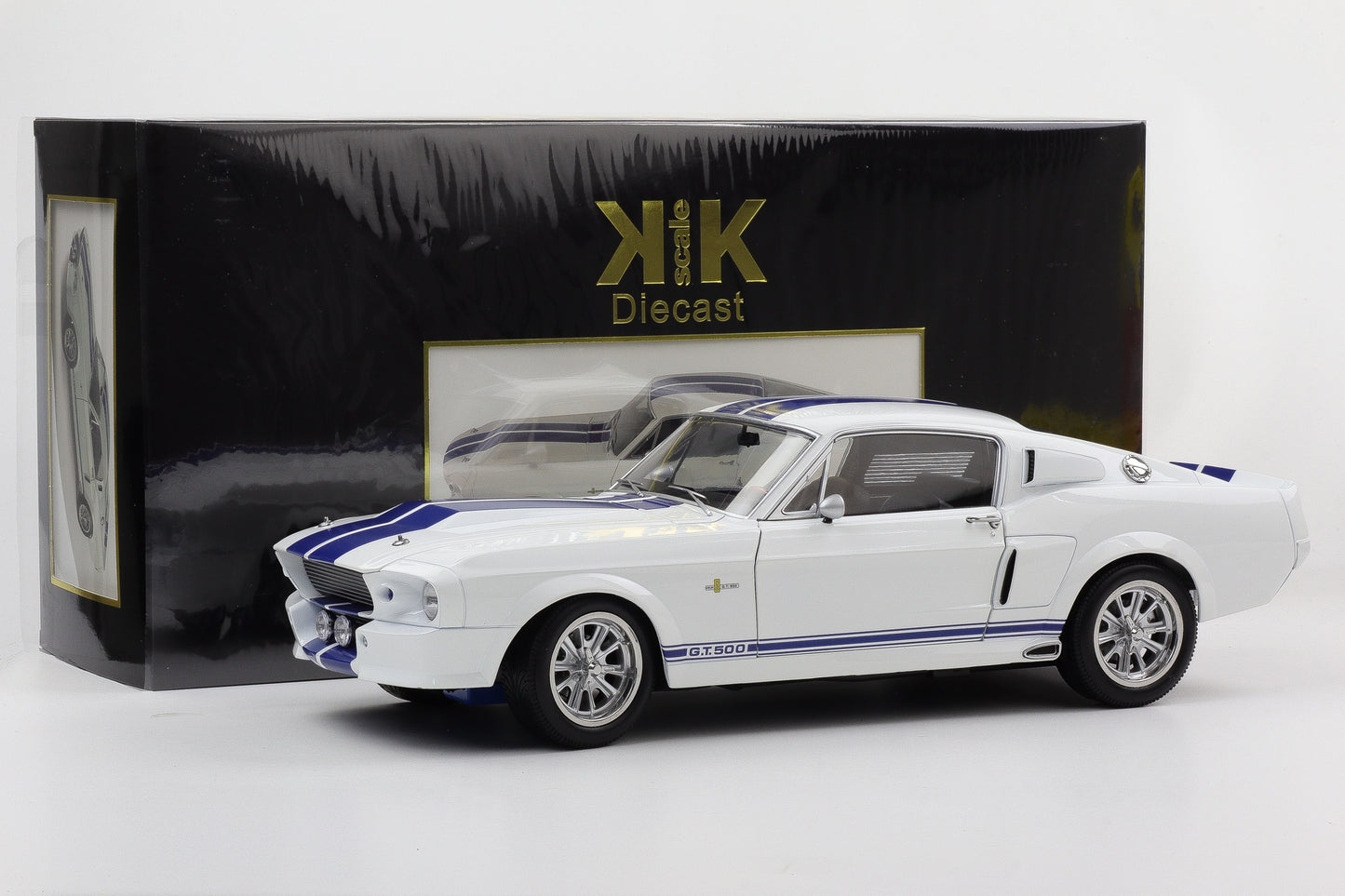 1:12 Ford Mustang Shelby GT500 1967 weiss blaue Streifen diecast KK-Scale