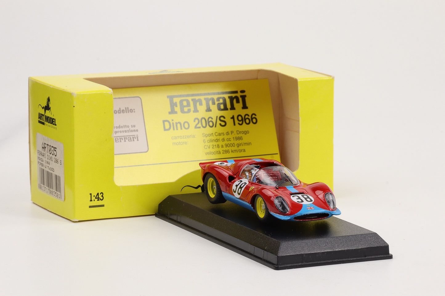 1:43 Art Model Ferrari DINO 206 S Monza 1966 #38 Piper Attwood