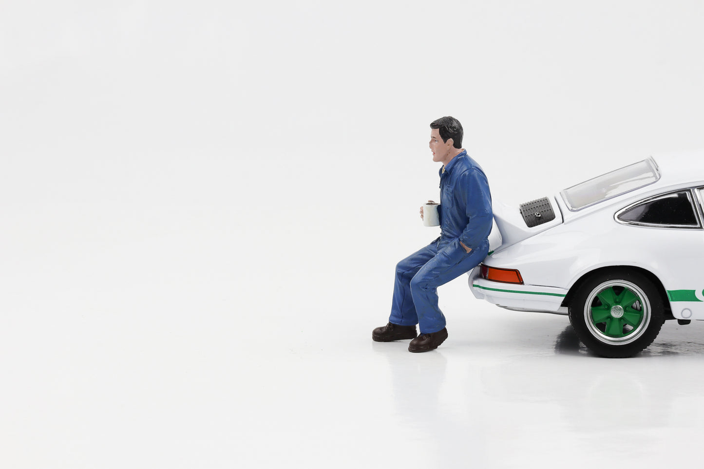 1:24 Figur Auto-Mechaniker Johnny trinkt Kaffee American Diorama Figuren