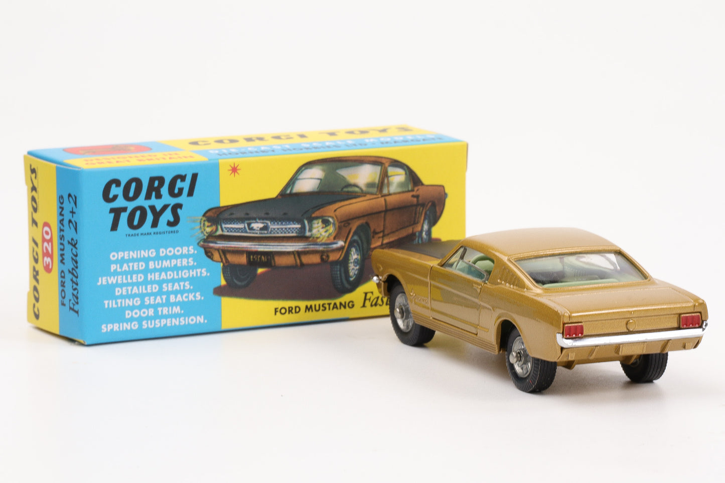 1:46 Corgi Toys Ford Mustang Fastback 2+2 Nr. 320 Repro