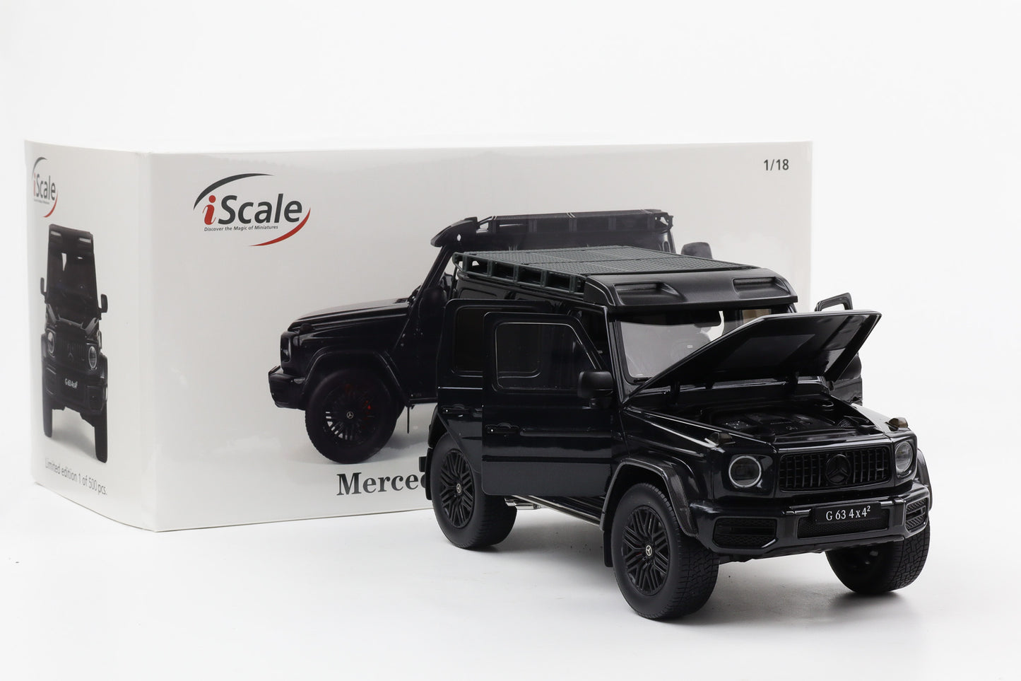 1:18 Mercedes-Benz AMG G63 W463 4x4 2022 magnetitschwarz metallic iScale 500 Stk.