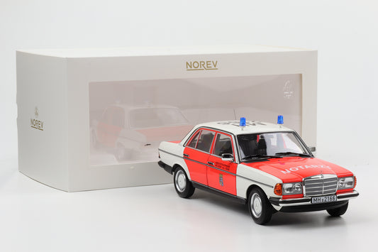 1:18 Norev Mercedes-Benz 200 W123 Limousine Notarzt Ambulance 1984 183834