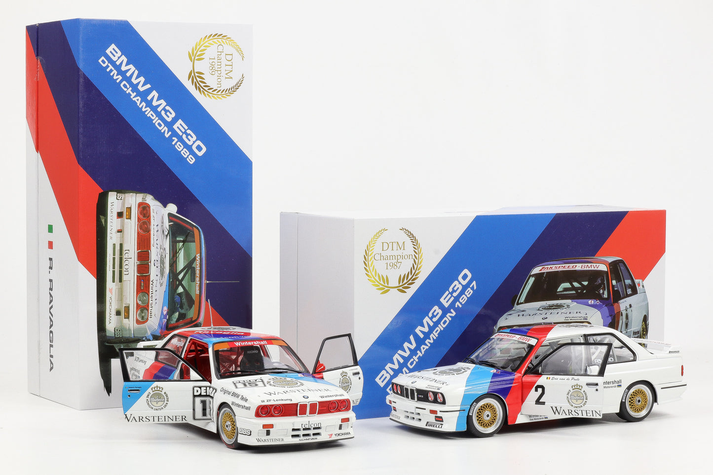 1:18 WERK83 BMW M3 E30 #2 #15 DTM 1987/89 van de Poele Ravaglia Champion Set