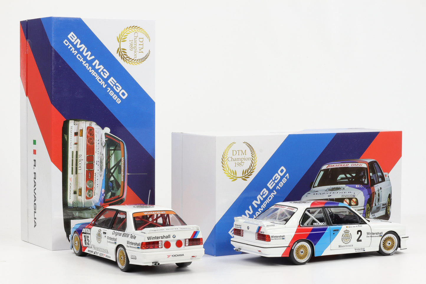 1:18 WERK83 BMW M3 E30 #2 #15 DTM 1987/89 van de Poele Ravaglia Champion Set