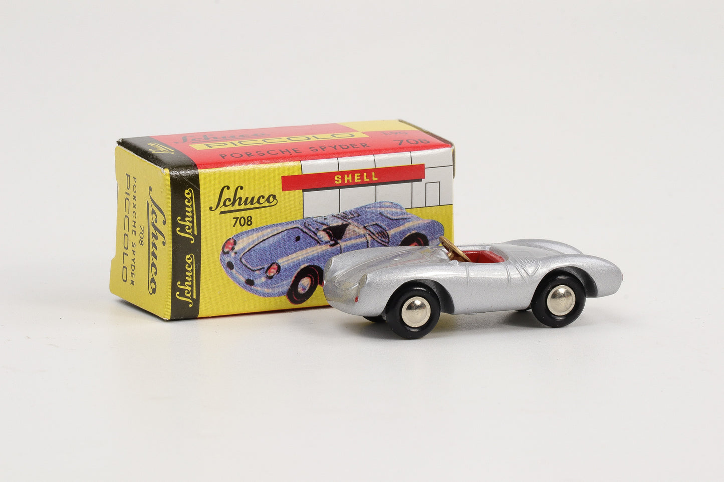 1:90 Schuco Piccolo Porsche Spyder 708 Cabrio metallic-silber