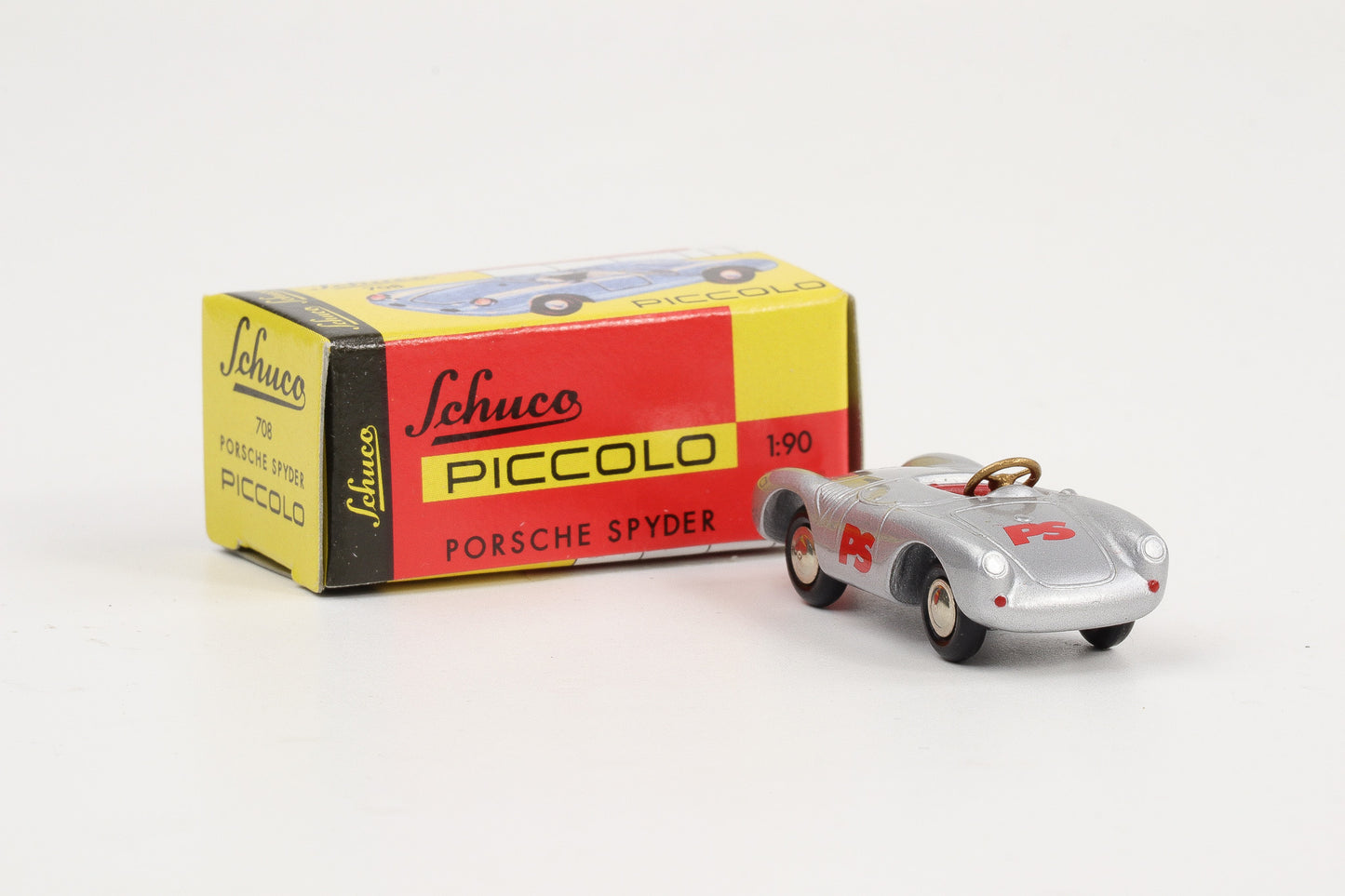 1:90 Schuco Piccolo Porsche Spyder 708 Cabrio PS Präsent Service silber