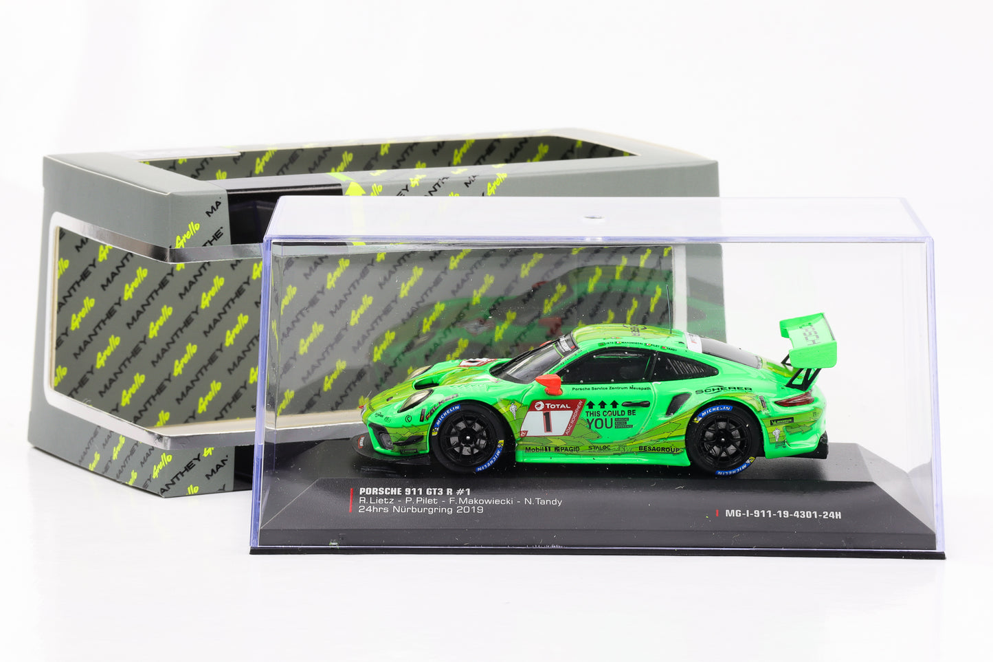 1:43 Porsche 911 991 II GT3 R #1 24h Nürburgring 2019 Manthey Grello Racing IXO