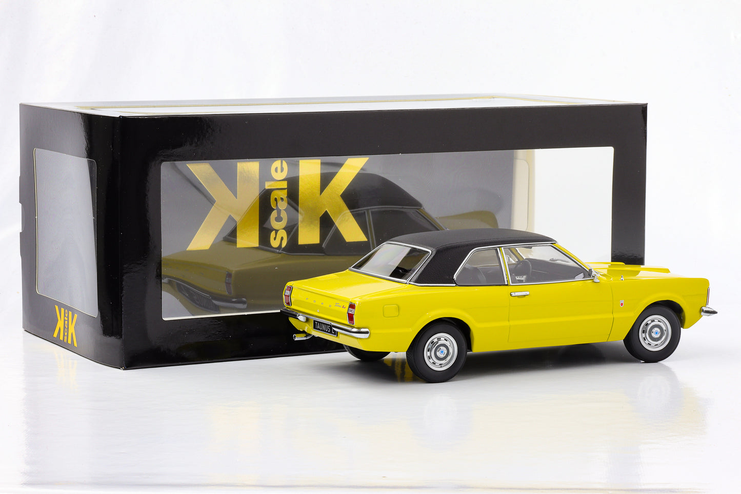 1:18 Ford Taunus L 1971 gelb mit Vinildach schwarz KK-Scale diecast