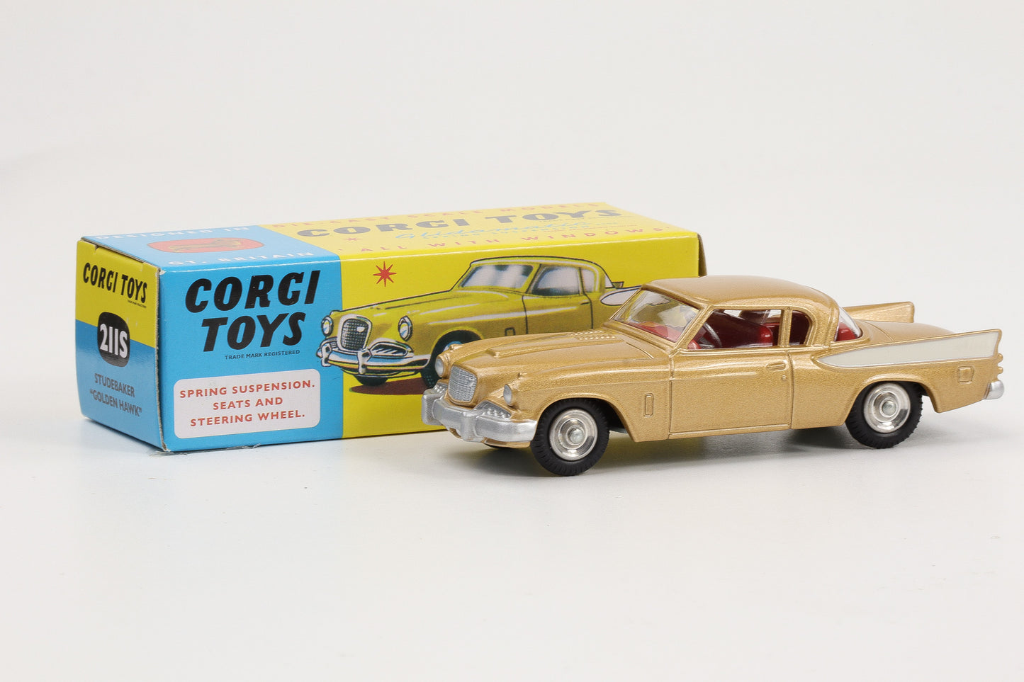 1:49 Corgi Toys Studebaker Golden Hawk metallicgold Nr. 211S Repro