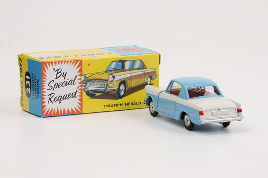 1:44 Corgi Toys Triumph Herald Coupe weiß-hellblau Nr. 231 Repro