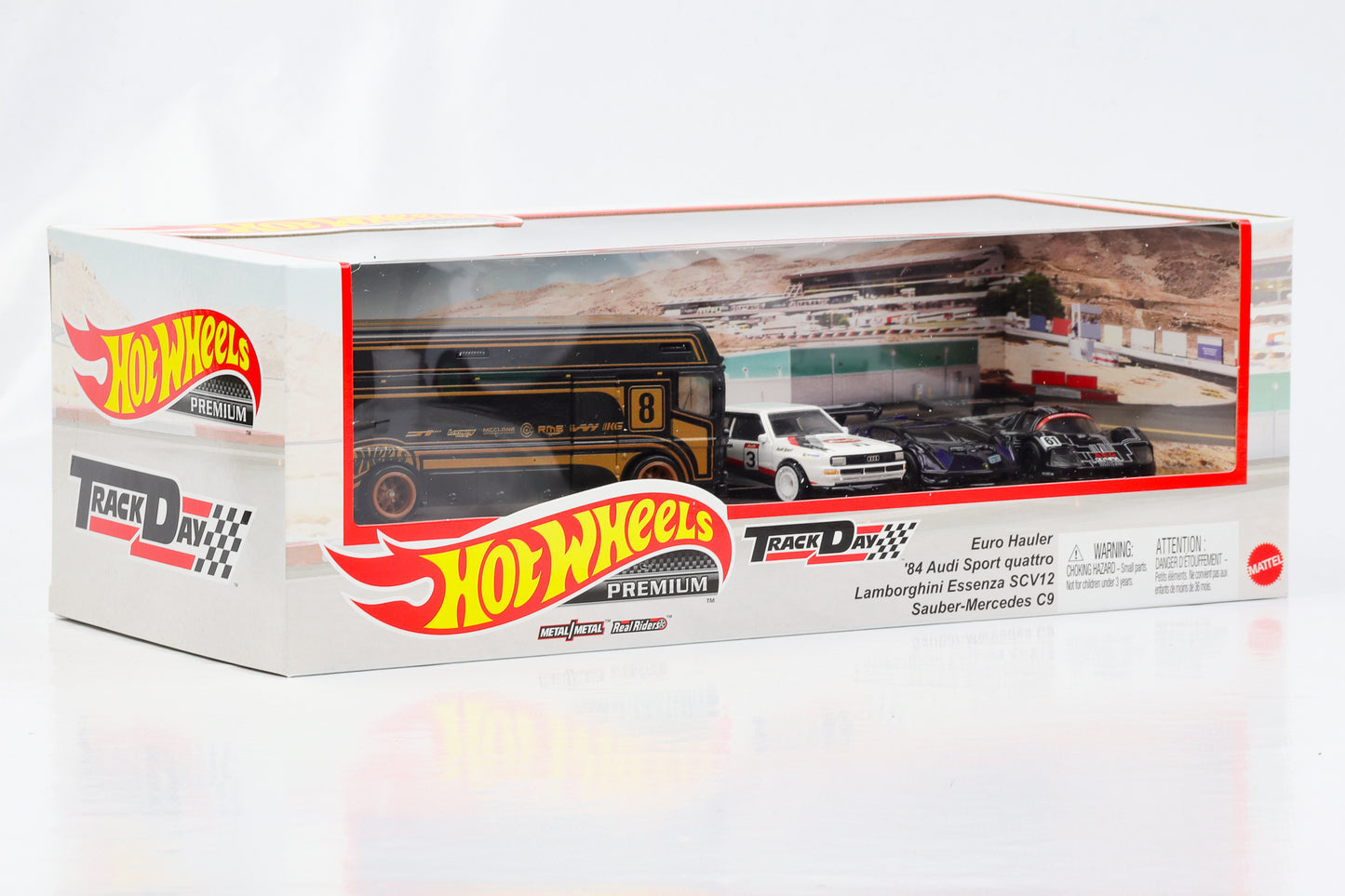 1:64 Track Day Diorama Box Audi Quattro Lamborghini C9 Hot Wheels