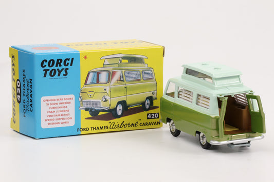1:43 Corgi Toys Ford Thames 400E Airborne Caravan Khakigrün - Nr.420 Repro
