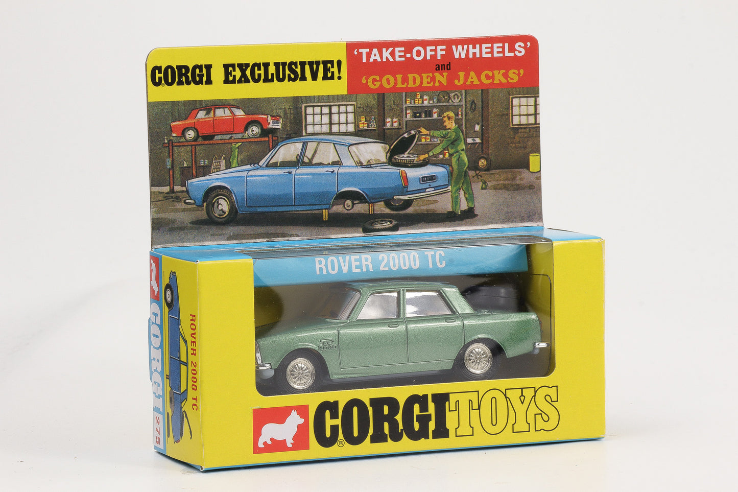 1:46 Corgi Toys Rover 2000 TC metallicgrün Take off wheels - Nr. 275 Repro