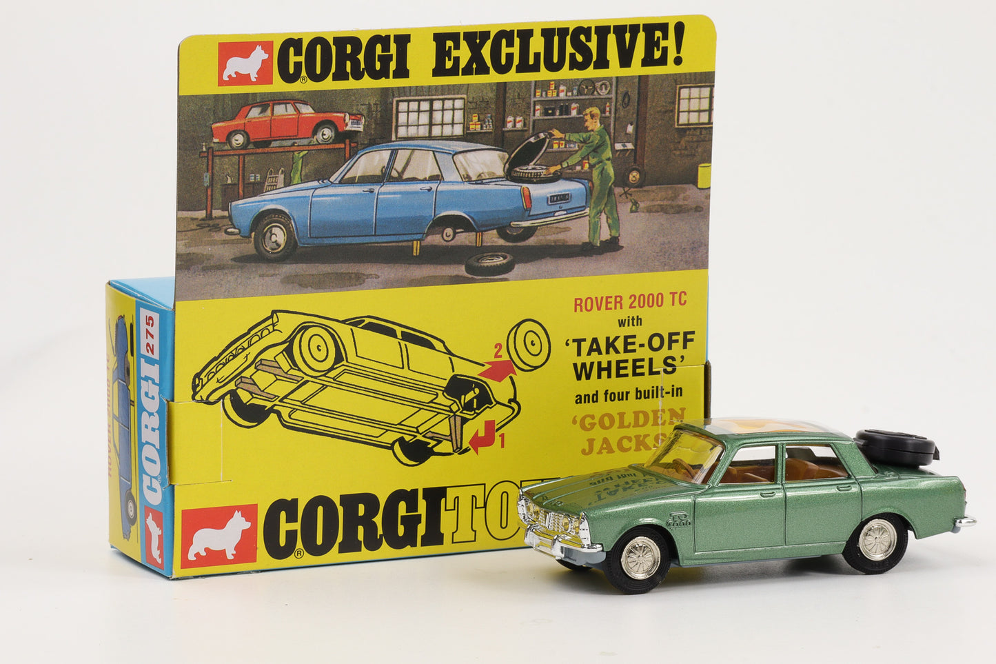 1:46 Corgi Toys Rover 2000 TC metallicgrün Take off wheels - Nr. 275 Repro