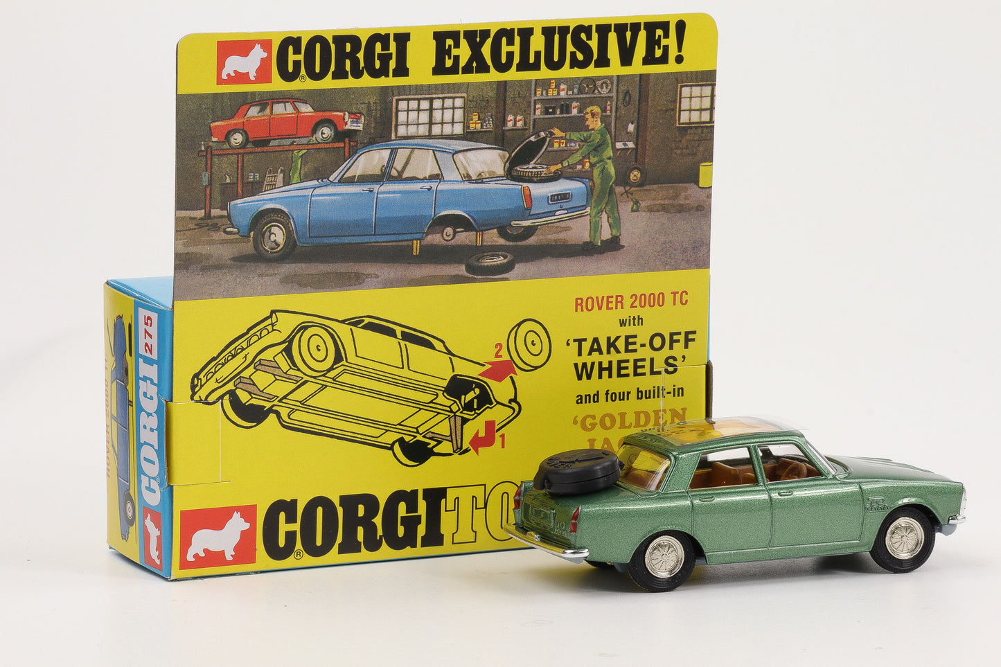 1:46 Corgi Toys Rover 2000 TC metallicgrün Take off wheels - Nr. 275 Repro