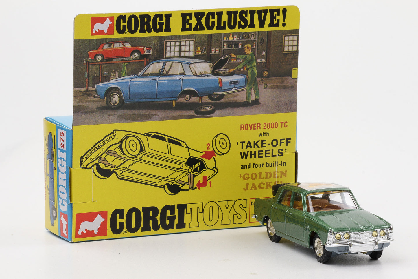 1:46 Corgi Toys Rover 2000 TC metallicgrün Take off wheels - Nr. 275 Repro