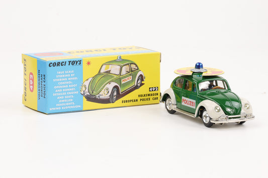Corgi Model Club Toys VW Käfer European Police Car grün - Nr. 492 Repro