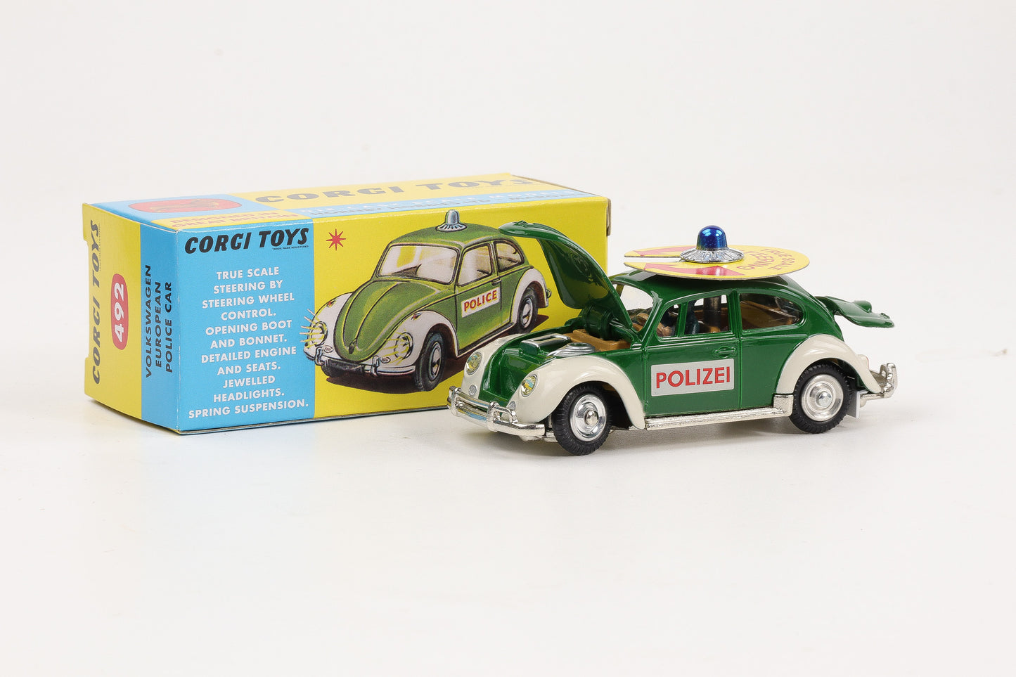 1:45 Corgi Toys VW Käfer Deutsche Polizei grün - Nr. 492 Repro
