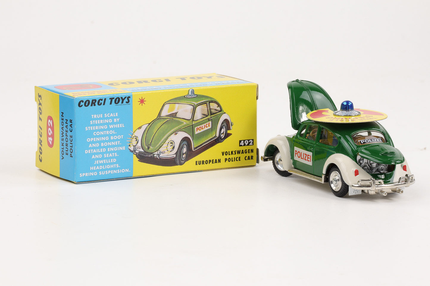 1:45 Corgi Toys VW Käfer Deutsche Polizei grün - Nr. 492 Repro