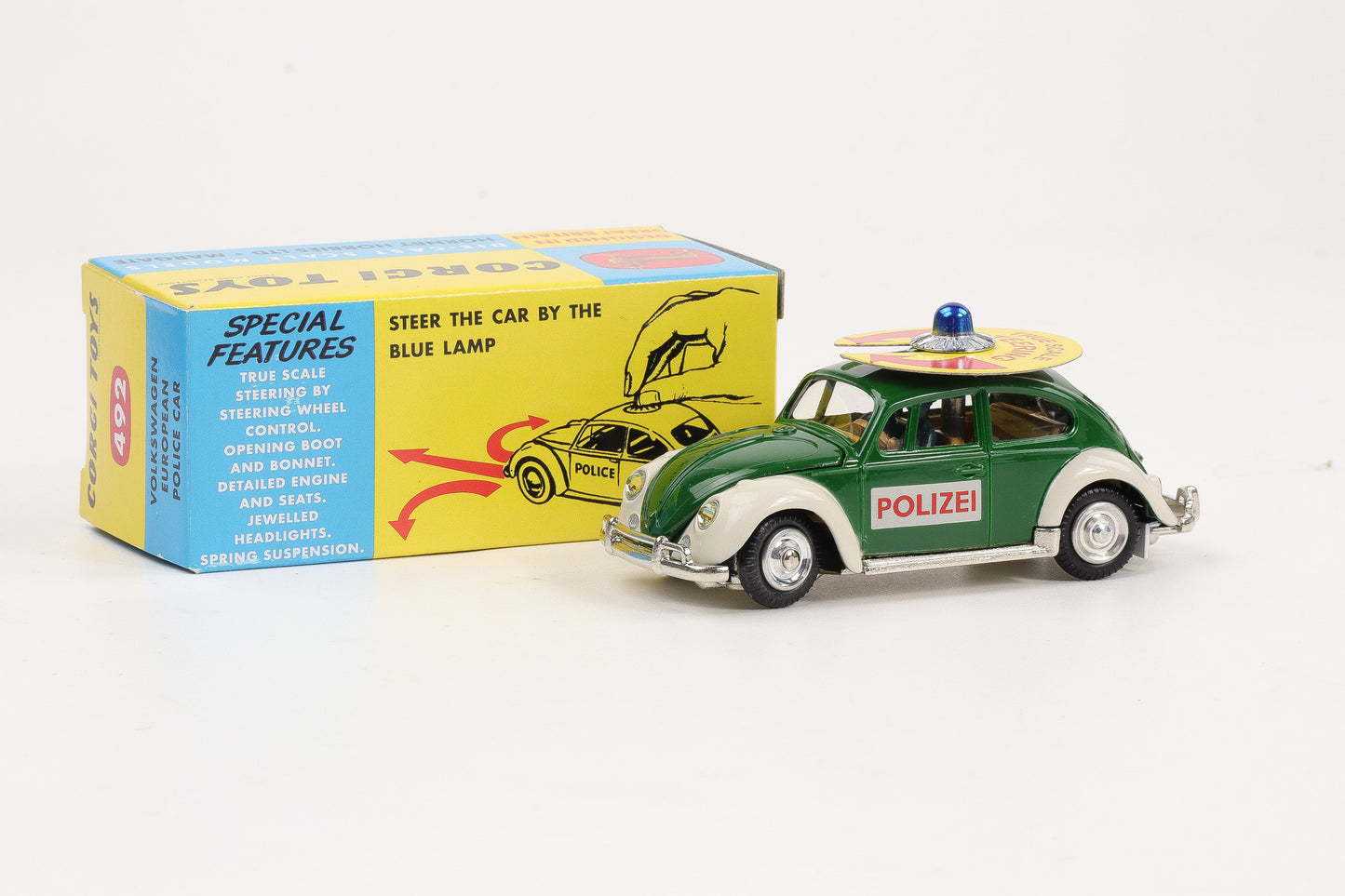 1:45 Corgi Toys VW Käfer Deutsche Polizei grün - Nr. 492 Repro