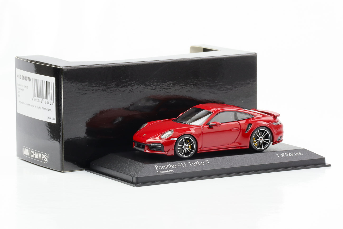 1:43 Porsche 911 992 Turbo S Sport Design Karminrot 2021 Minichamps