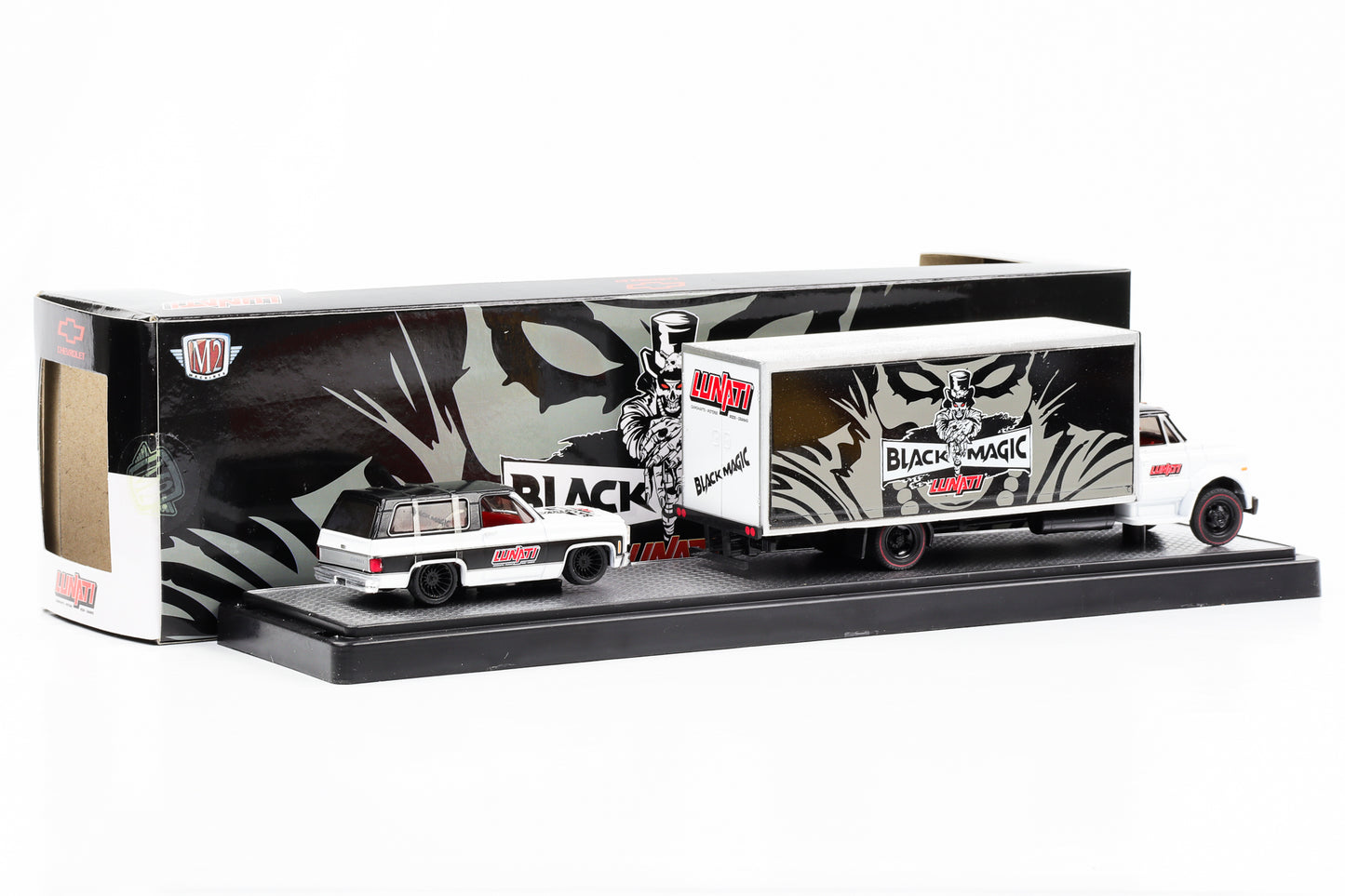 1:64 1968 Chevrolet C60 Truck & 1973 GMC Sierra BLACK MAGIC LUNATI M2 Machines