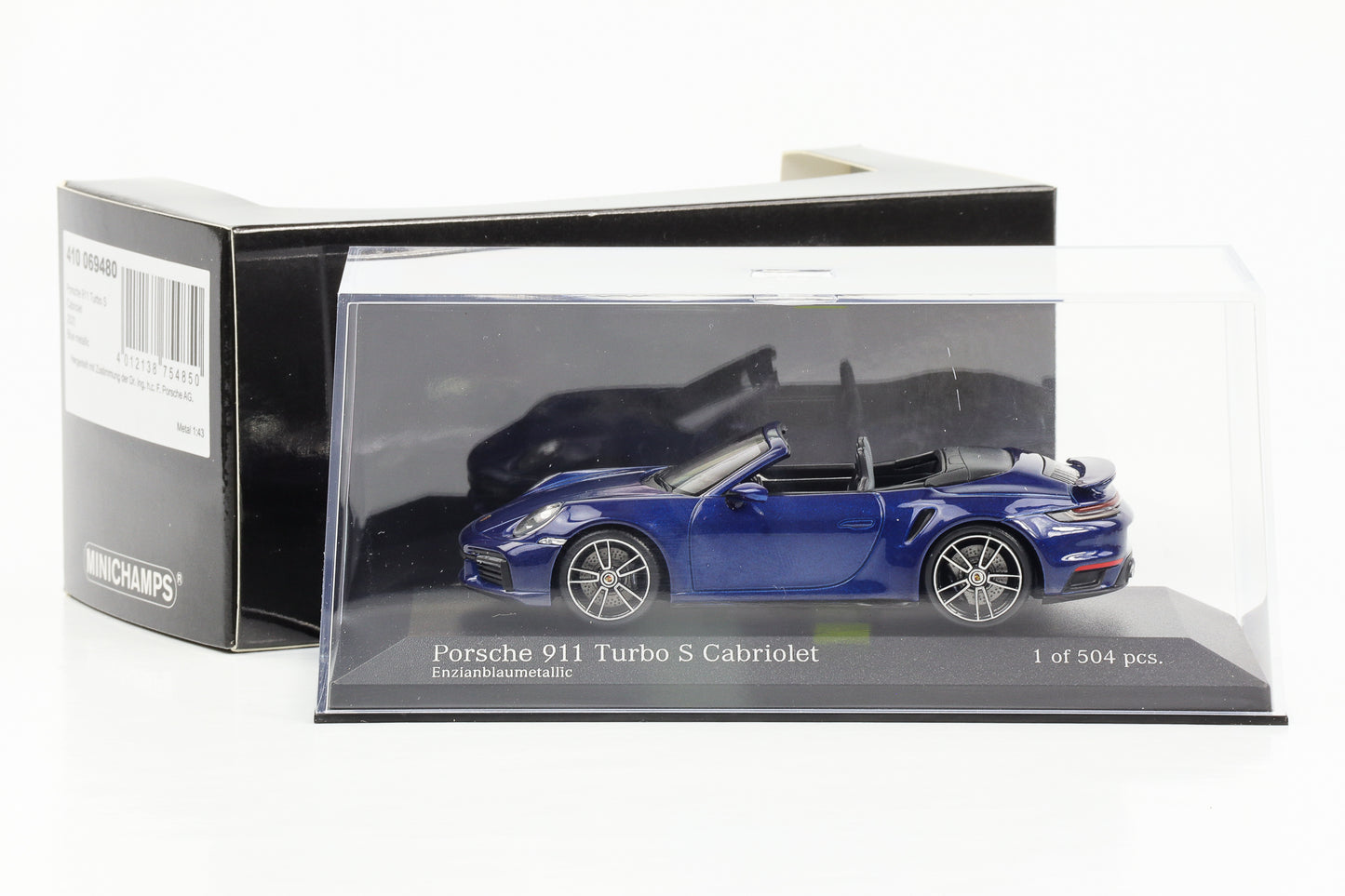1:43 Porsche 911 992 Turbo S Cabriolet 2020 gentian blue metallic Minichamps