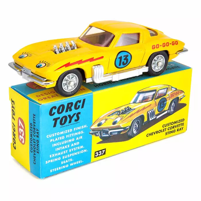 1:45 Corgi Toys Chevrolet Corvette Stingray Kundenspezifischer Racer Nr. 337 Repro