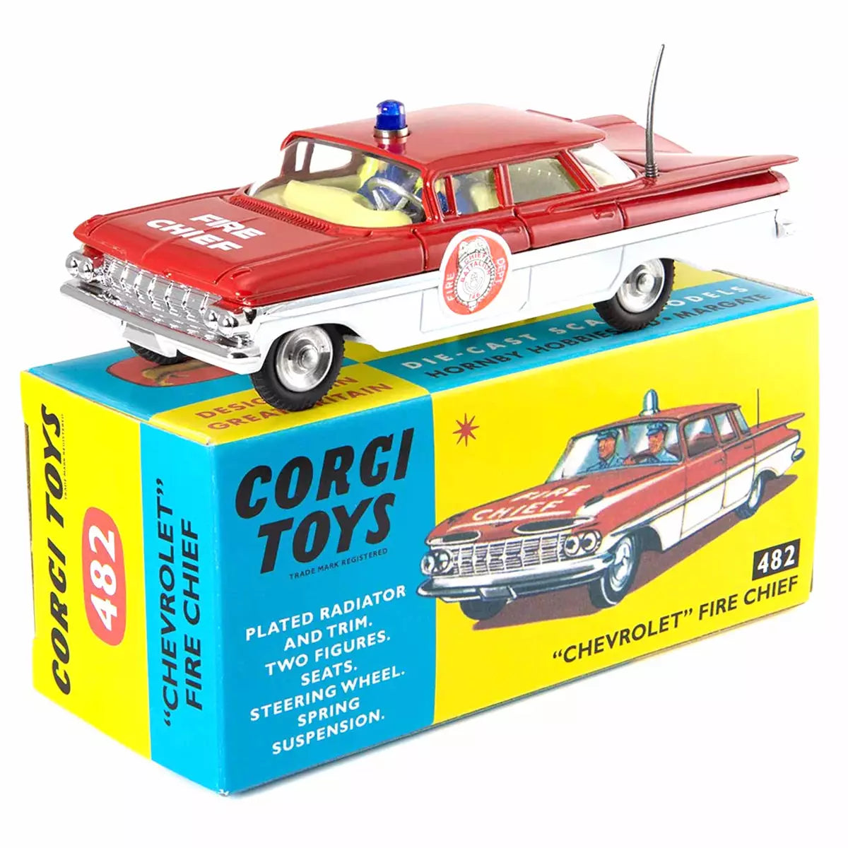 1:50 Corgi Toys Chevrolet Fire Chief Feuerwehrauto  Insassen rot-weiß Nr. 482 Repro