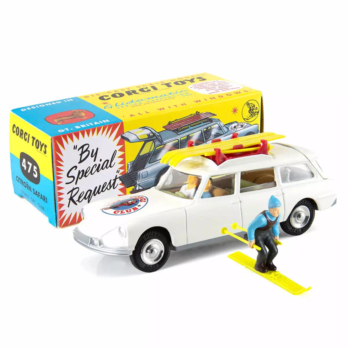 1:48 Corgi Toys Citroen Safari Corgi Ski Club Figur Gepäckträger Nr. 475 Repro